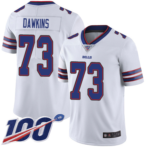 Men Buffalo Bills 73 Dion Dawkins White Vapor Untouchable Limited Player 100th Season NFL Jersey